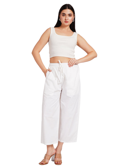 BASIC WHITE PALAZZO | Relaxed Fit