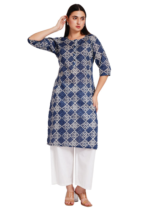 INDIGO MOSAIC | Relaxed Fit | Long Kurti
