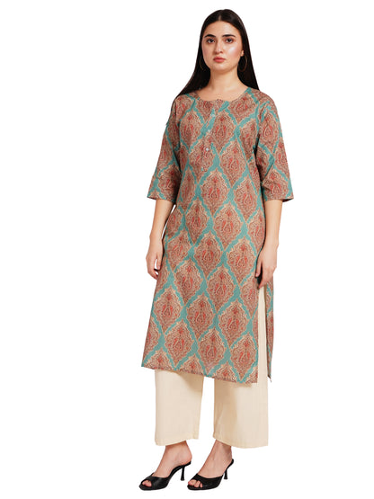 AQUA PAISLEY | Relaxed Fit |  Long Kurti