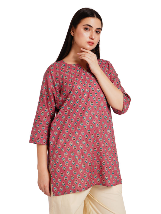 TEAL BLOSSOM | Relaxed Fit | Short Kurti