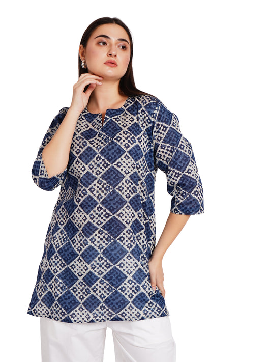 INDIGO MOSAIC | Relaxed Fit | Short Kurti