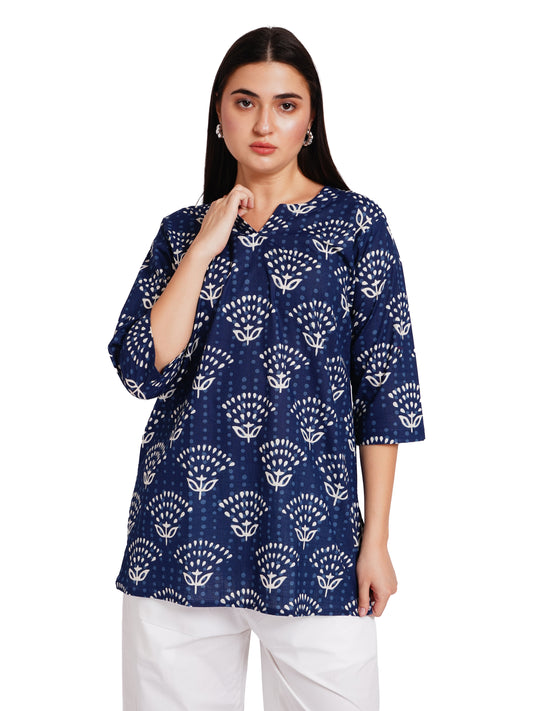 INDIGO BLOOM | Relaxed Fit | Short Kurti