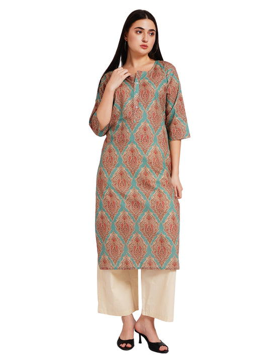 AQUA PAISLEY | Relaxed Fit |  Long Kurti