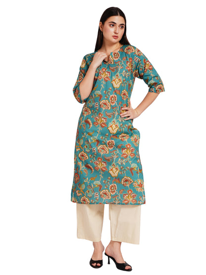 AZURE BLOOM | Relaxed Fit | Long Kurti