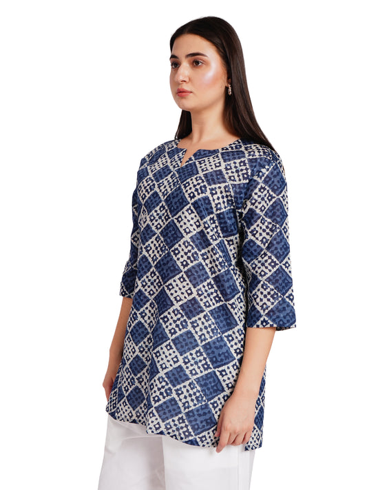INDIGO MOSAIC | Relaxed Fit | Short Kurti