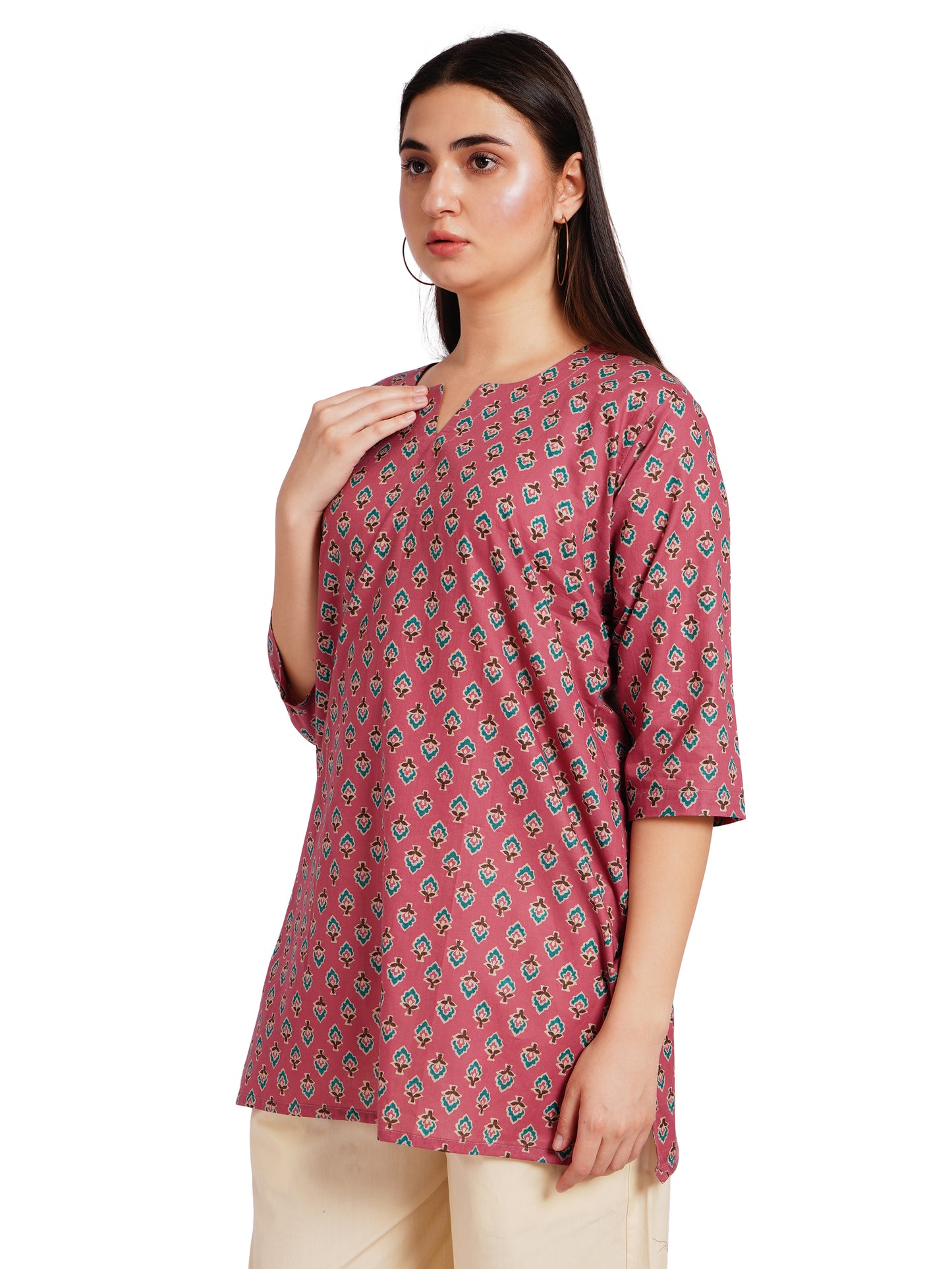 TEAL BLOSSOM | Relaxed Fit | Short Kurti