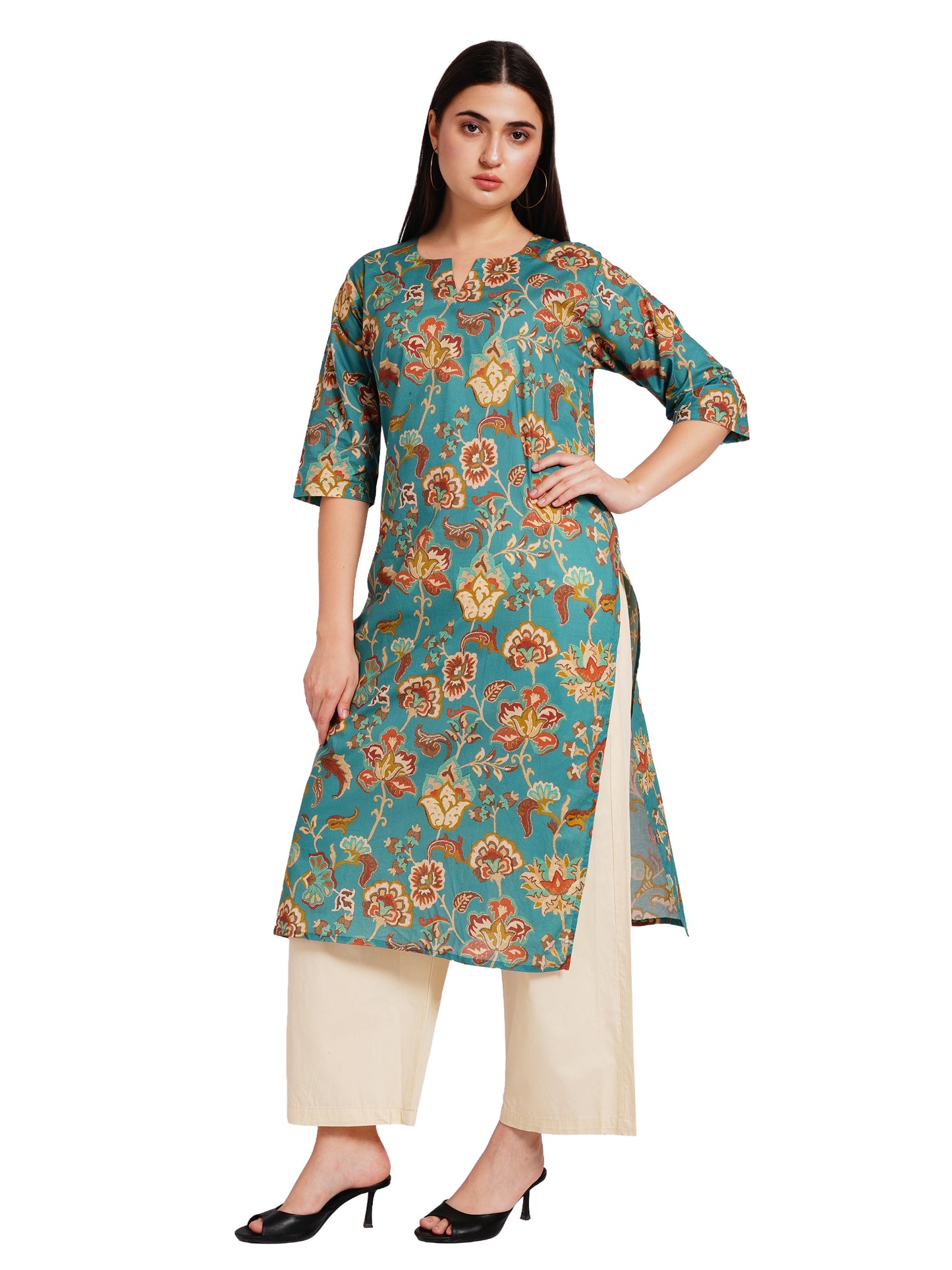 AZURE BLOOM | Relaxed Fit | Long Kurti