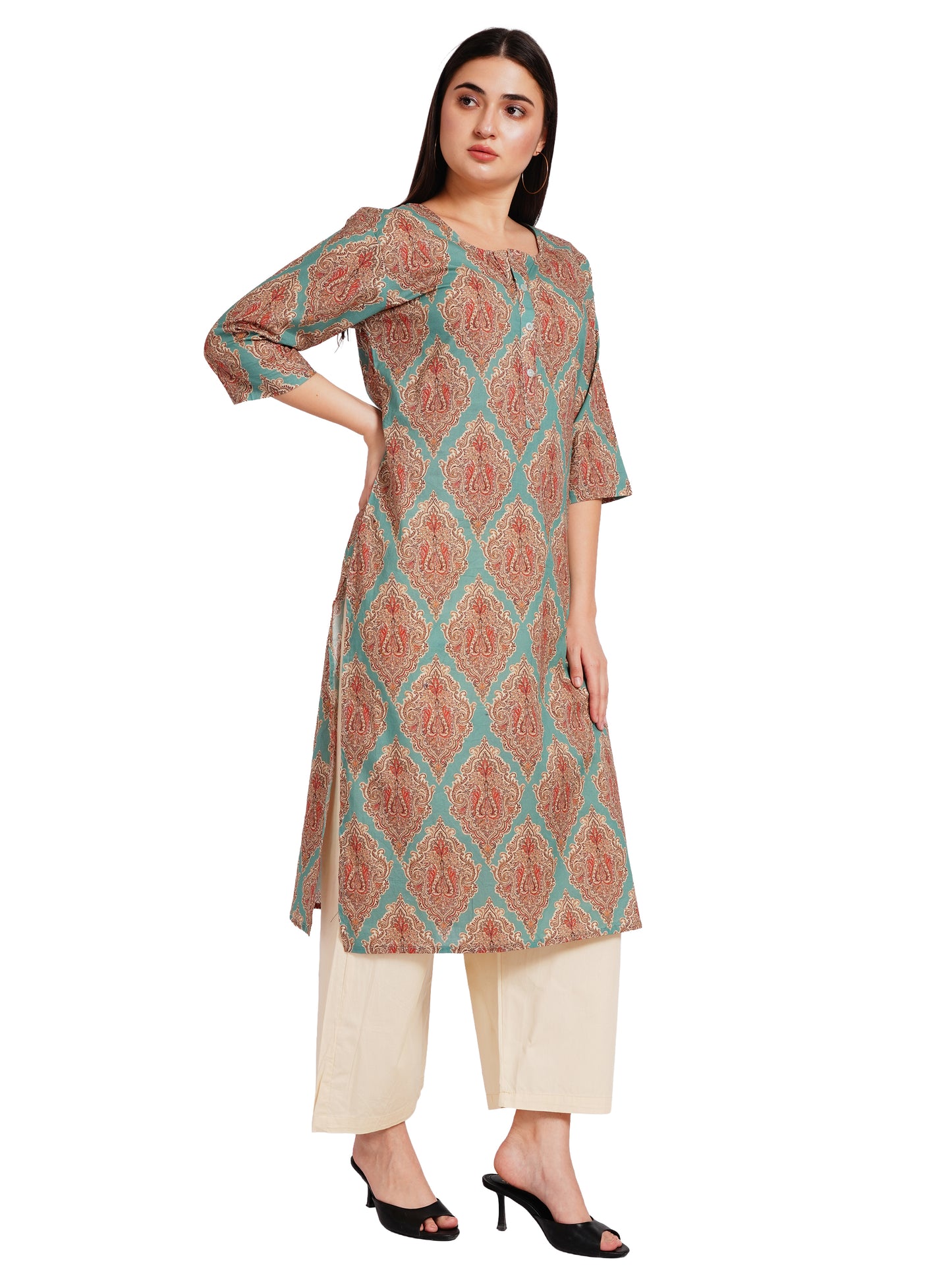 AQUA PAISLEY | Relaxed Fit |  Long Kurti