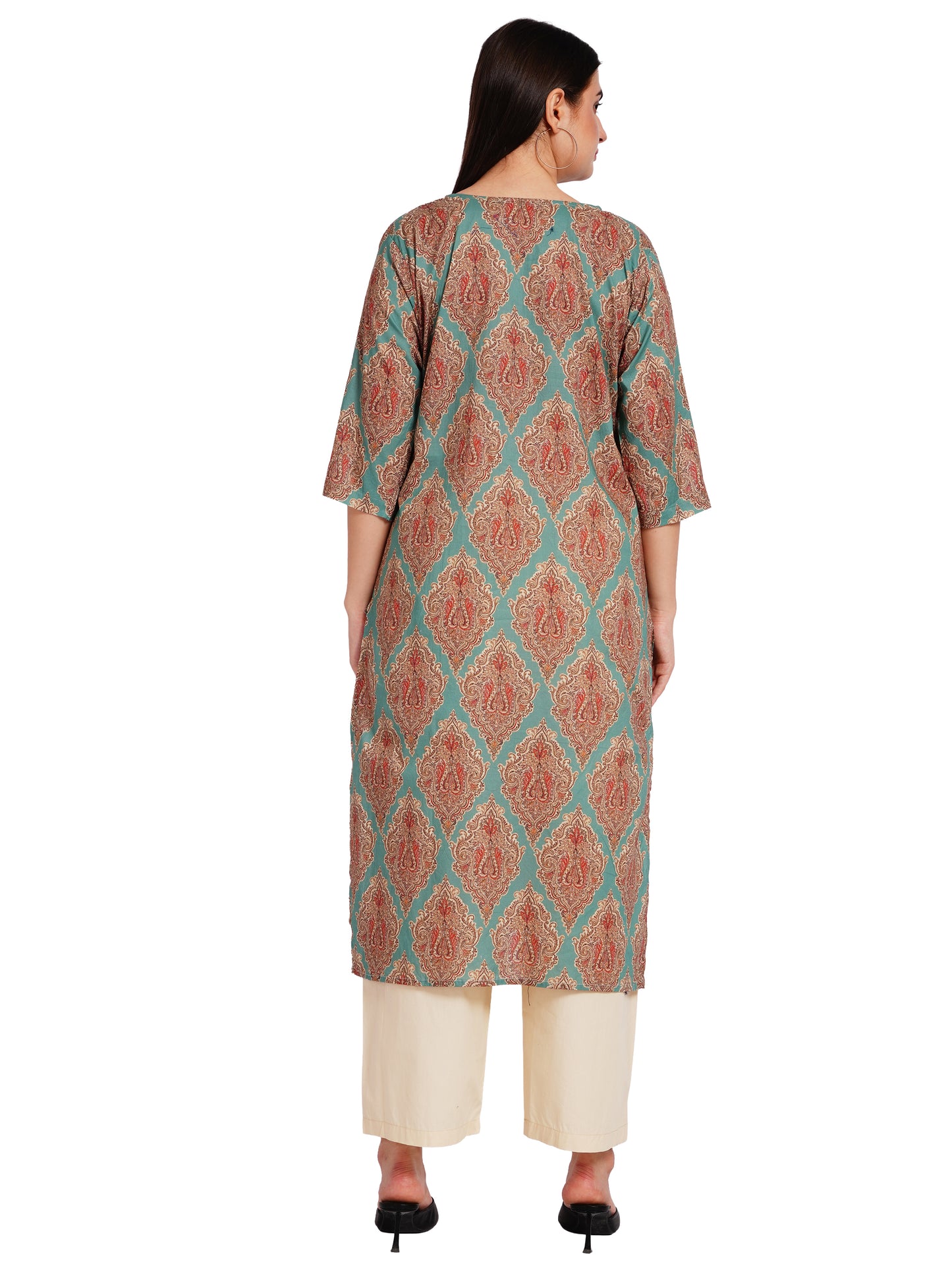 AQUA PAISLEY | Relaxed Fit |  Long Kurti