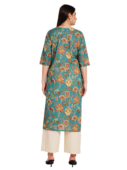 AZURE BLOOM | Relaxed Fit | Long Kurti