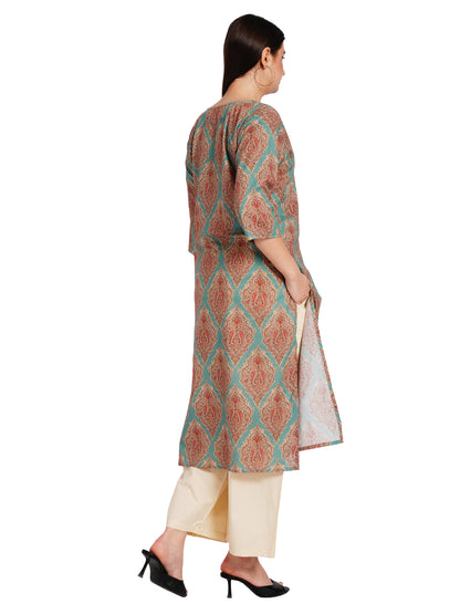AQUA PAISLEY | Relaxed Fit |  Long Kurti