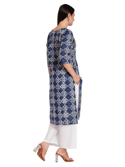 INDIGO MOSAIC | Relaxed Fit | Long Kurti