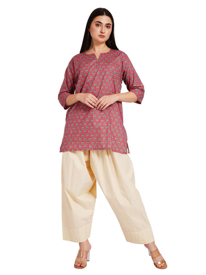 TEAL BLOSSOM | Relaxed Fit | Short Kurti