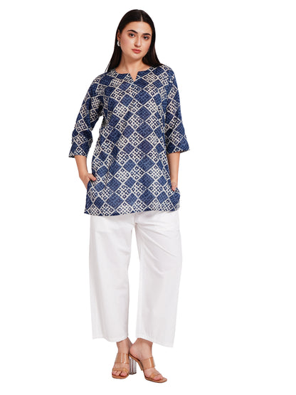 INDIGO MOSAIC | Relaxed Fit | Short Kurti