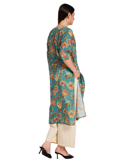 AZURE BLOOM | Relaxed Fit | Long Kurti