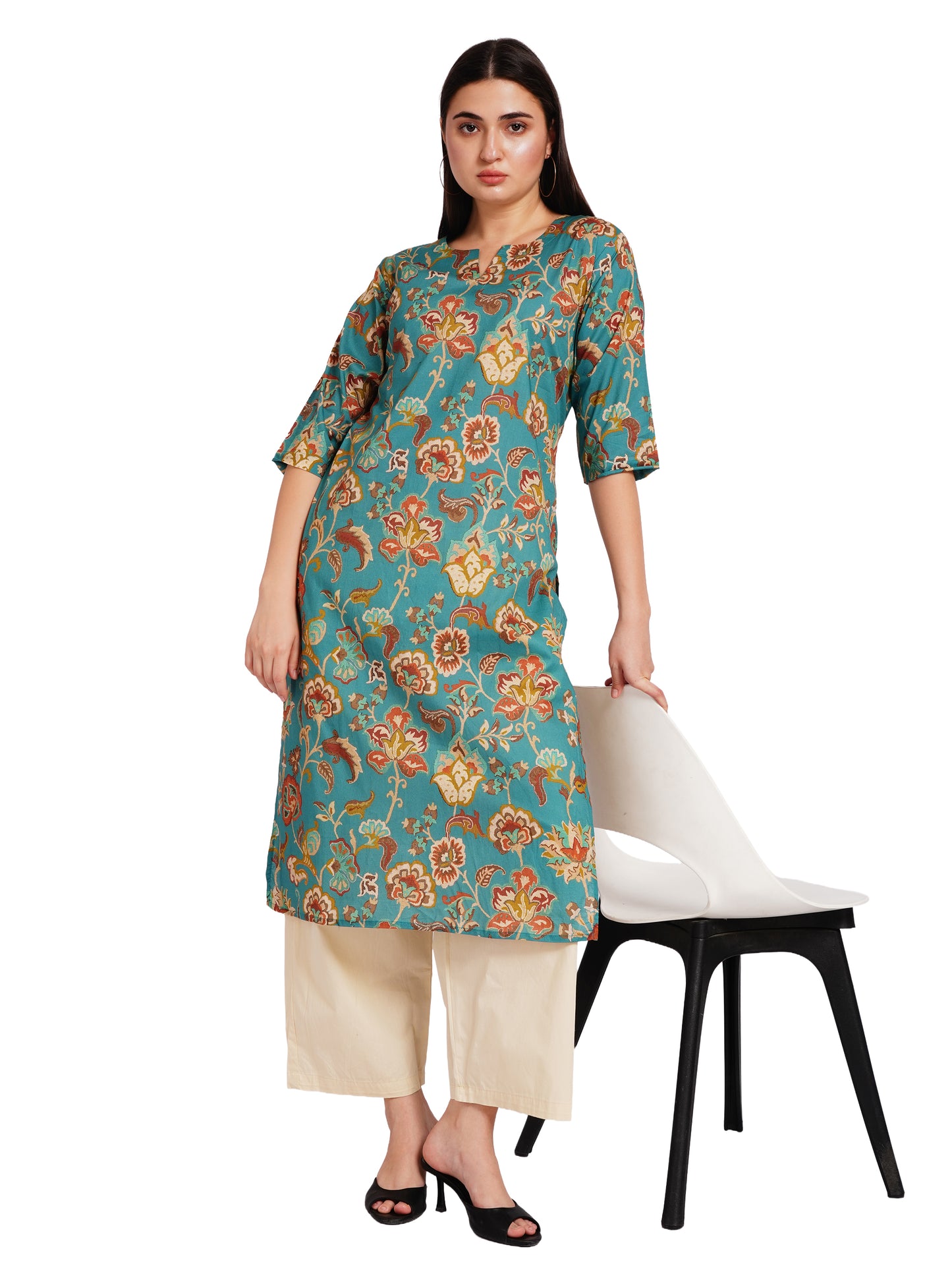 AZURE BLOOM | Relaxed Fit | Long Kurti
