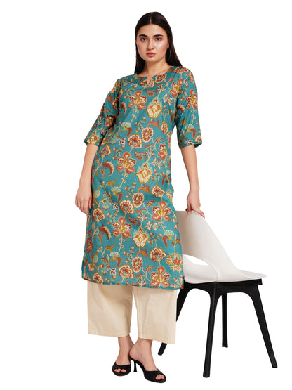 AZURE BLOOM | Relaxed Fit | Long Kurti