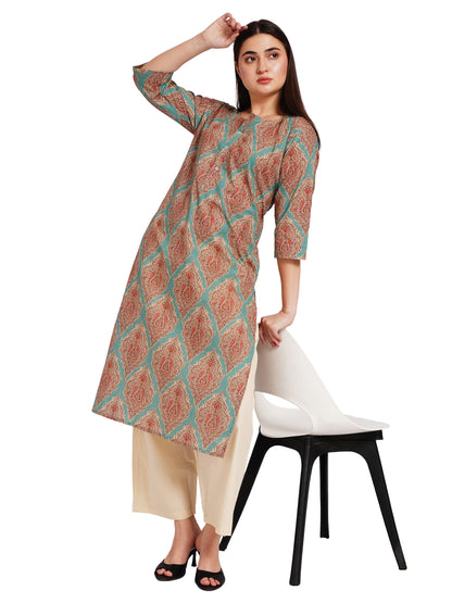 AQUA PAISLEY | Relaxed Fit |  Long Kurti