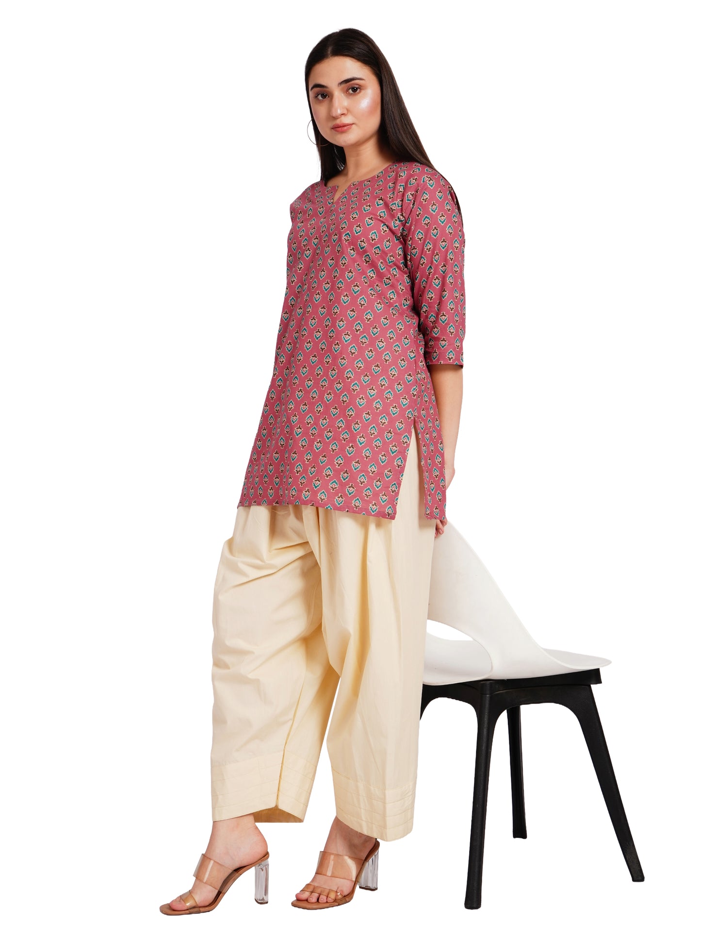 TEAL BLOSSOM | Relaxed Fit | Short Kurti