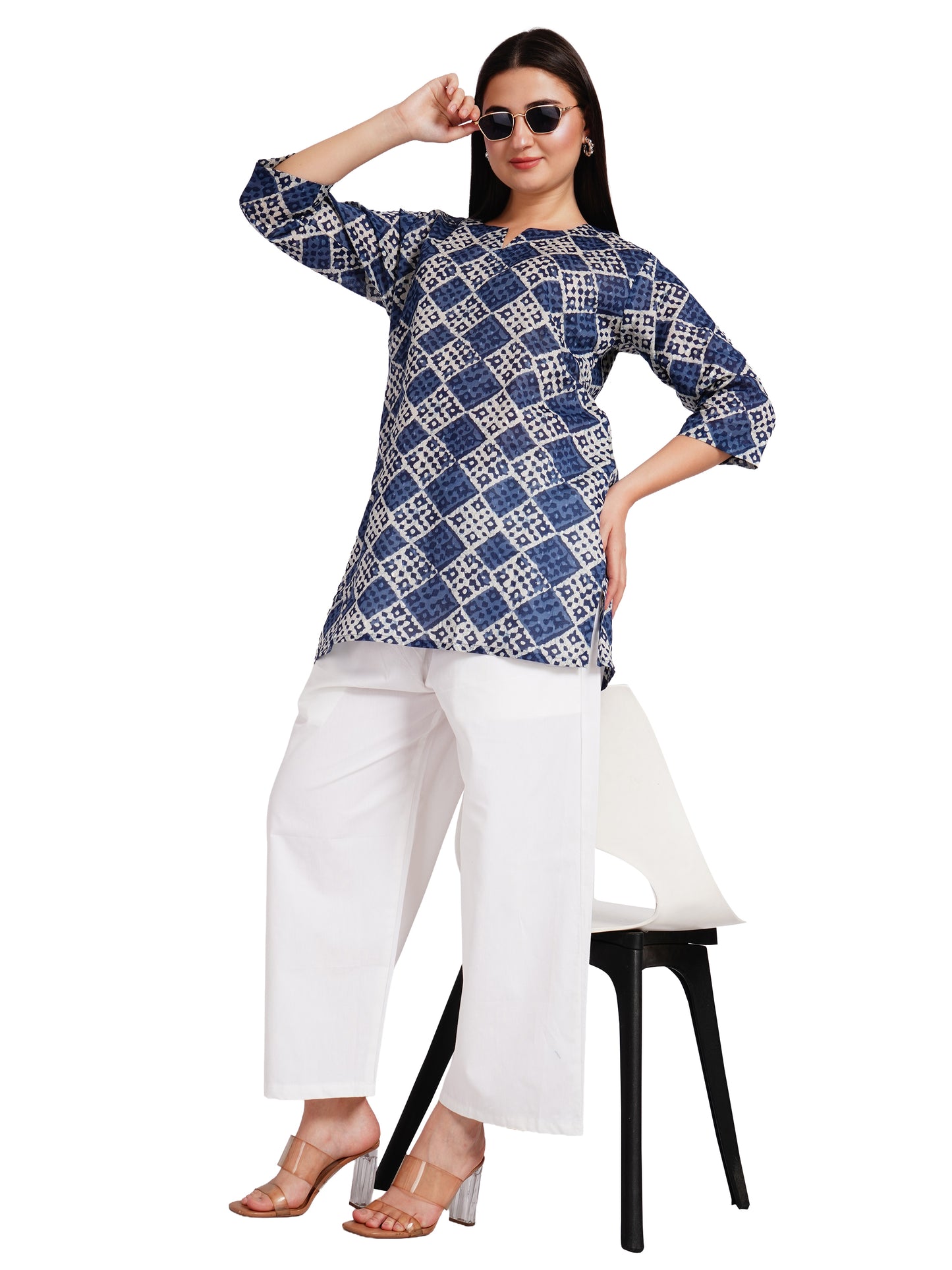INDIGO MOSAIC | Relaxed Fit | Short Kurti
